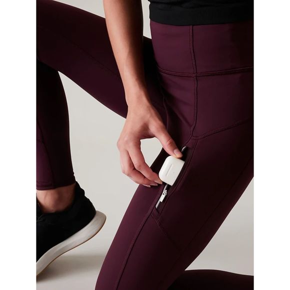 Athleta Women's Rainier Brushed Tights Running Pockets Eggplant Purple XS - Picture 2 of 14